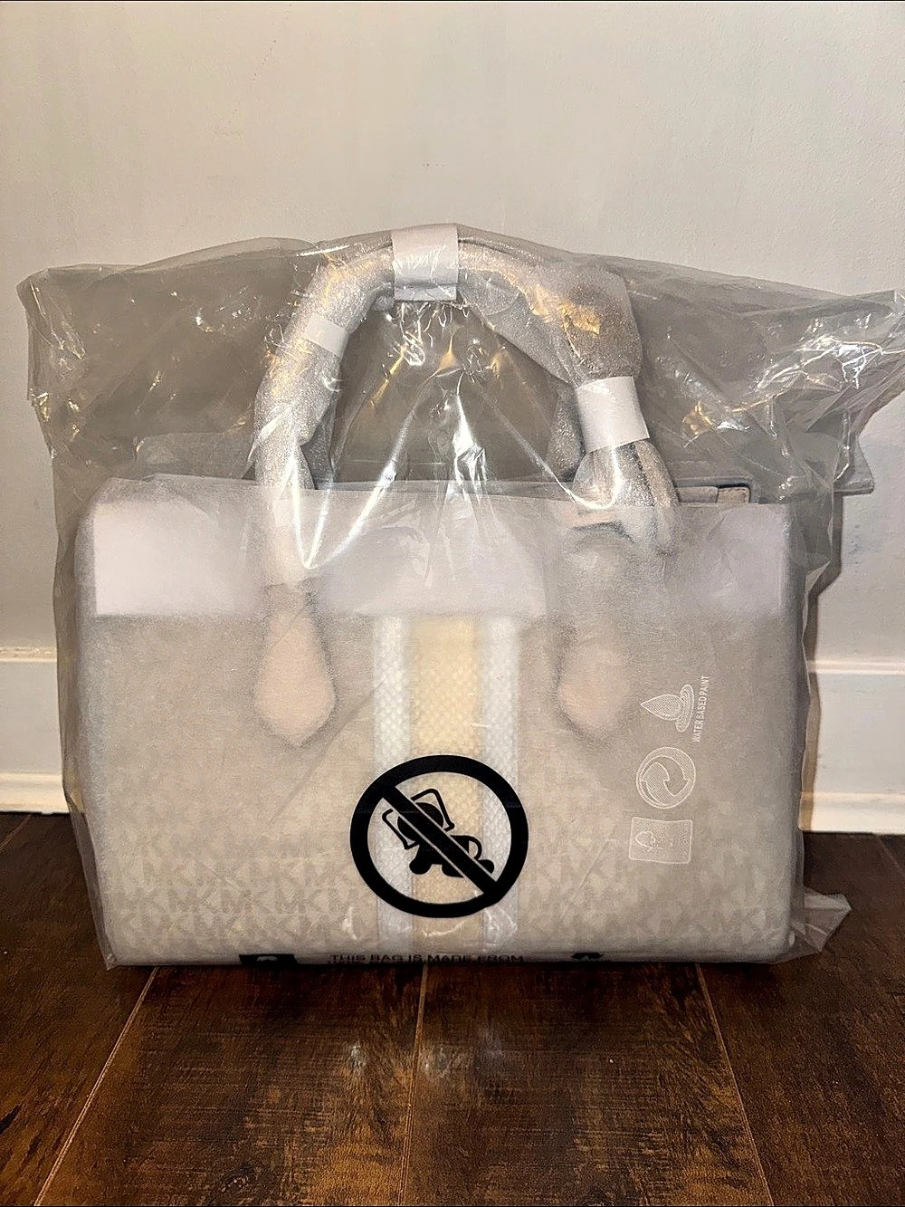 Michael Kors Sheila Medium Signature Logo and Metallic Satchel Pale Gold